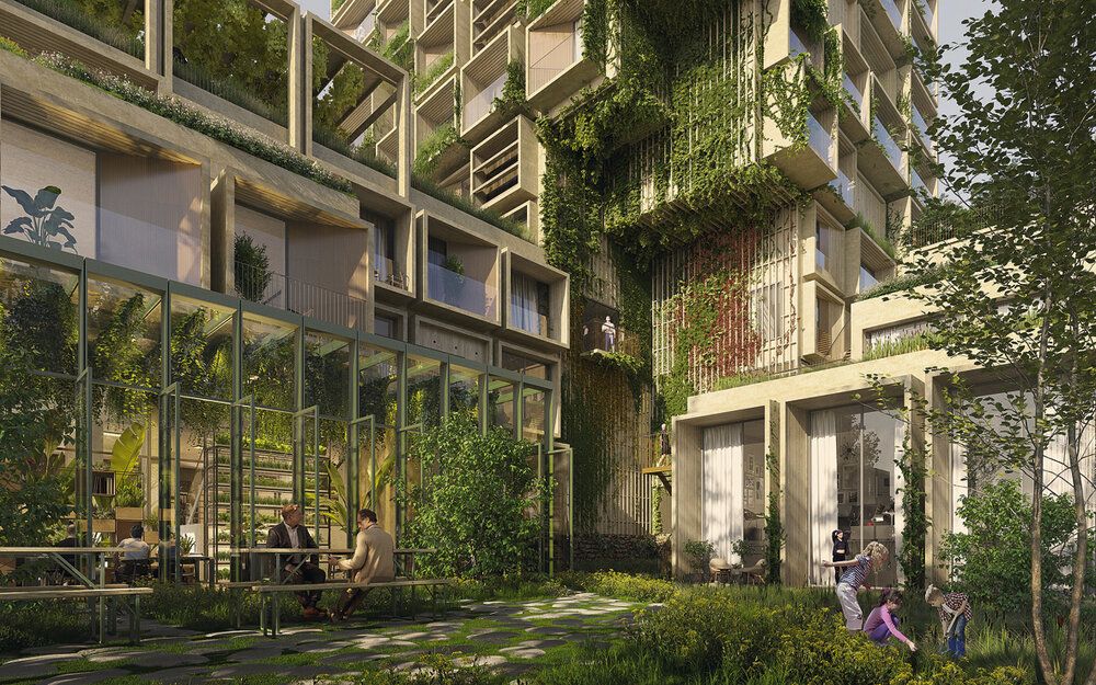 La esquina comercial del Proto-Zoöp Zeeburg ofrece un atractivo espacio de 1.500 m2 para tiendas. Foto: Venhoevencs, S Landschapsarchitecten, B1 Design