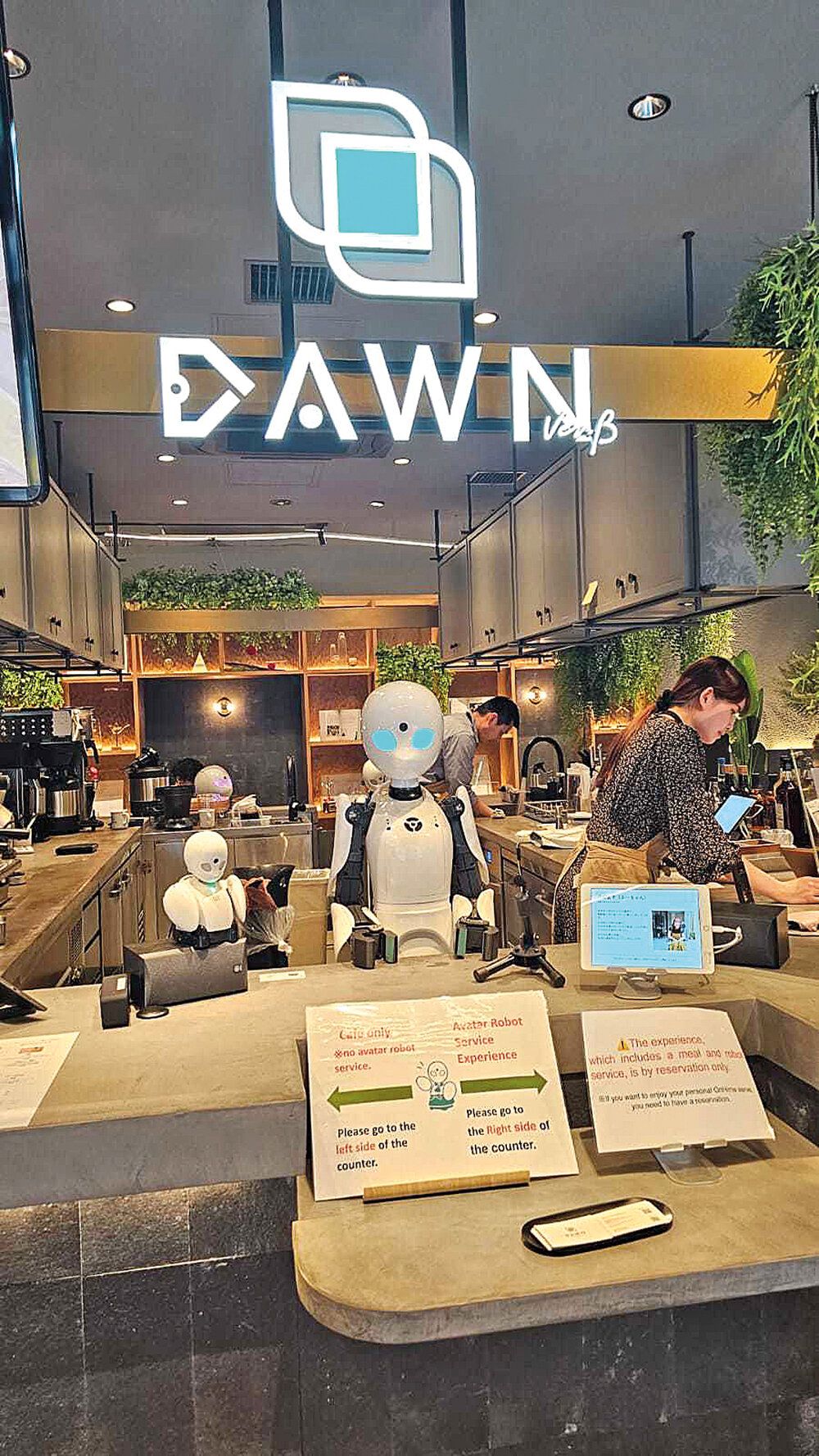 <em>Con la ayuda de iPads, las personas que manejan los robots pueden ver y comunicarse con los clientes, tomar sus pedidos, charlar sobre su historia y contarles desde dónde se están conectando. </em><em>Foto: Gabriela Pallares </em>