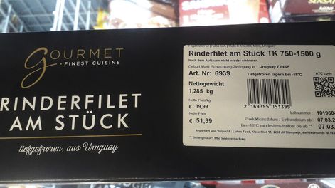 Carne uruguaya en las góndolas de supermercados alemanes. Foto: Revista Verde