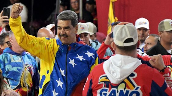 El presidente y candidato presidencial venezolano, Nicolás Maduro, reacciona tras los resultados de las elecciones presidenciales en Caracas El presidente y candidato presidencial venezolano, Nicolás Maduro, reacciona tras los resultados de las elecciones presidenciales en Caracas