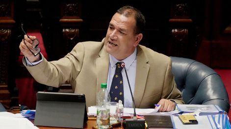 Senador Sebastián Da Silva durante la interpelación al ministro de Ganadería, Alfredo Fratti, el miércoles 13