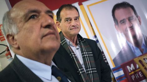 Guillermo Domenech y Guido Manini Ríos, en la sede de Cabildo Abierto