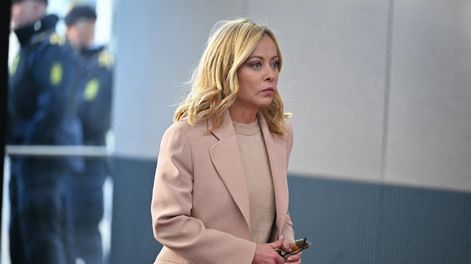 La primera ministra de Italia, Giorgia Meloni, durante la séptima reunión de la Comunidad Política Europea. &nbsp;