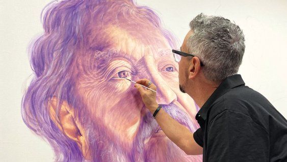 Leandro Gómez Guerrero pinta al anciano Simeón. Leandro Gómez Guerrero pinta al anciano Simeón.