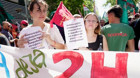 Militantes sindicales durante un paro del PIT-CNT en febrero