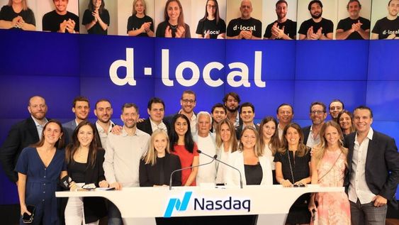 Parte del equipo de dLocal el día de la salida en bolsa en Nueva York Parte del equipo de dLocal el día de la salida en bolsa en Nueva York