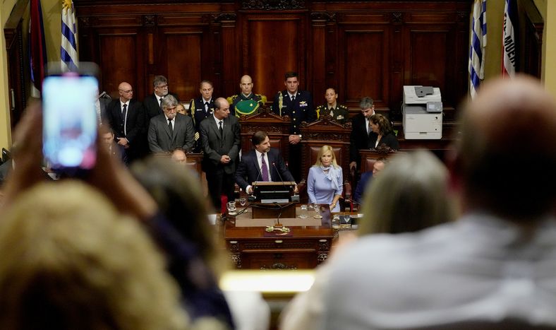 Luis Lacalle Pou durante el acto de la Asamblea General del Parlamento en el Palacio Legislativo.