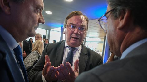José Luis Falero, en la inauguración del Centro de Control de Tráfico Ferroviario del MTOP, en Montevideo.