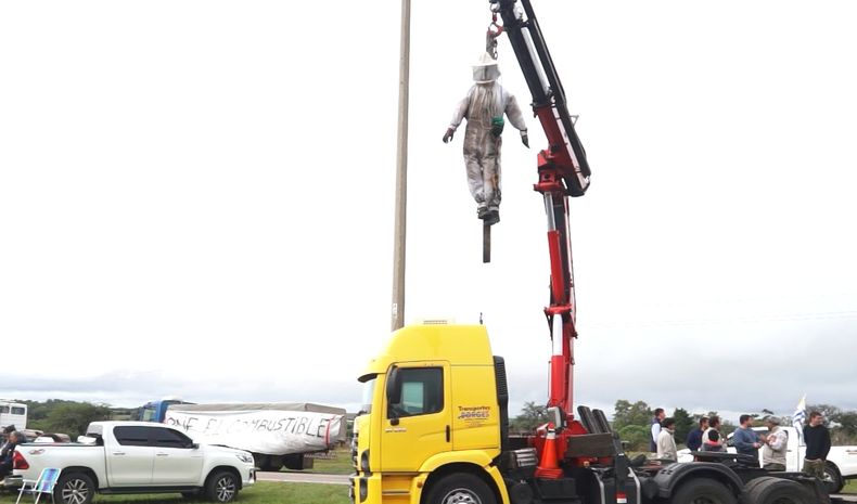 Protesta de transportistas en Paysandú.