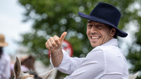 Juan Sartori durante el desfile de la Patria Gaucha, en 2024 Juan Sartori durante el desfile de la Patria Gaucha, en 2024