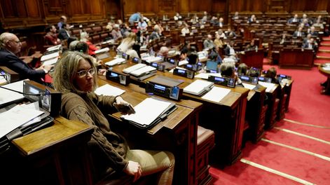 Cámara de Diputados durante la votación del proyecto de ley de la eutanasia; al frente, la diputada colorada Nibia Reisch