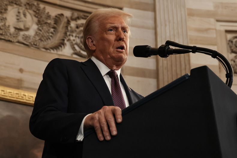 Donald Trump durante su discurso el día que asumió la presidencia por segunda vez