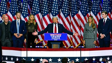 Donald Trump durante el discurso en el que se atribuyó la victoria en las elecciones