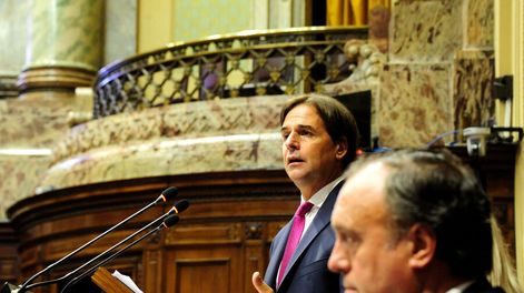 El presidente Lacalle Pou ante la Asamblea General. Foto: Presidencia