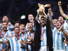 La selección argentina celebrando la obtención del último Mundial de Fútbol. La selección argentina celebrando la obtención del último Mundial de Fútbol.