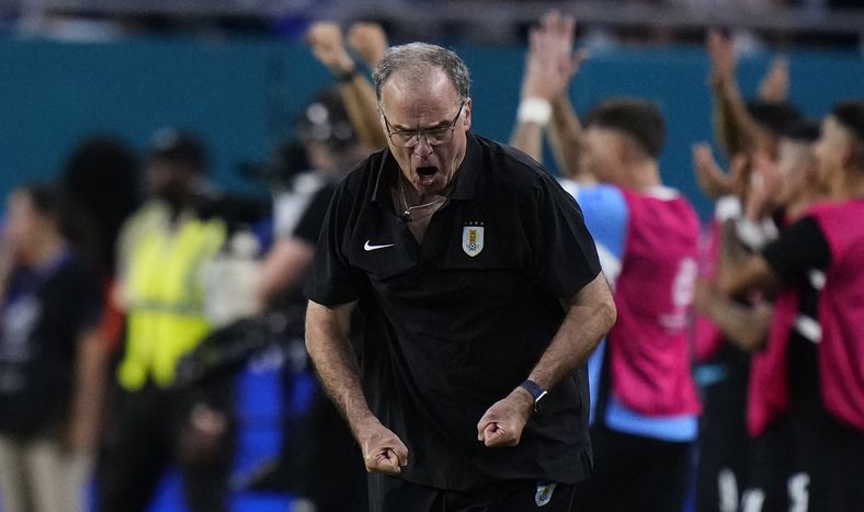 Marcelo Bielsa durante el partido Uruguay-Panamá en la Copa América 2024&nbsp;