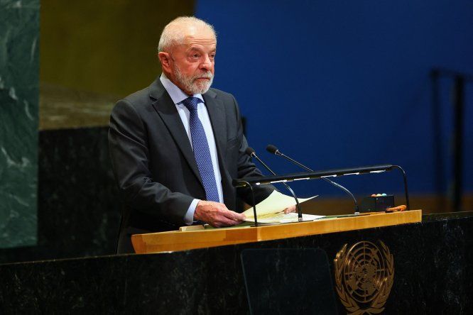 Luiz Inácio Lula da Silva habla durante una Cumbre de las Naciones Unidas sobre Palestina en la sede de la ONU durante la Asamblea General de las Naciones Unidas (AGNU) en Nueva York el 22 de setiembre de 2025.&nbsp;