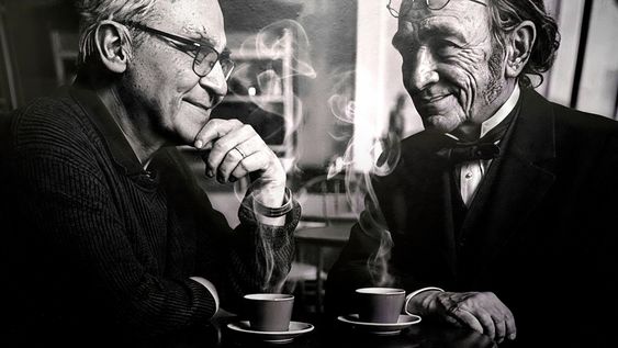 Encuentro creado con IA de Luis Camnitzer con Simón Rodríguez. Encuentro creado con IA de Luis Camnitzer con Simón Rodríguez.