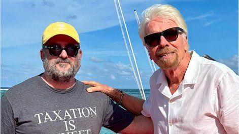 Litwak con el empresario Robert Branson, en las Islas Vírgenes Británicas