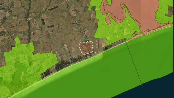Plano con la ubicación proyectada por la Dinacia para el aeropuerto internacional de Rocha.
