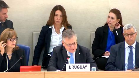 Viceministra de Educación, Ana Ribeiro, canciller Omar Paganini y representante de Uruguay en Ginebra, Carlos Mata