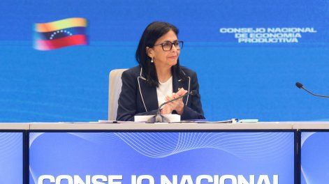 Delcy Rodríguez, hablando durante un acto de gobierno el viernes 23 de enero de 2026, en Caracas (Venezuela).&nbsp;