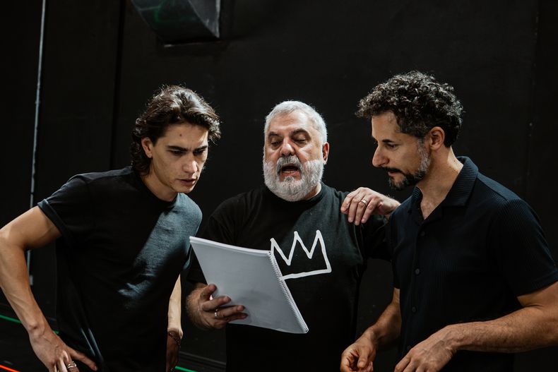 Enzo Vogrincic, Alejandro Tantanian y Leandro Núñez en un ensayo de ‘Dulce pájaro de juventud’