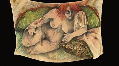 Búsqueda | Rosa de fuego (1987), técnica mixta sobre sábana. Foto: Trygve Rassmusen