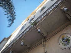 Fachada del edificio Radiodifusión Nacional, en la peatonal Sarandí. Fachada del edificio Radiodifusión Nacional, en la peatonal Sarandí.