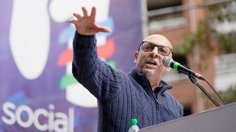 Presidente del PIT-CNT, Marcelo Abdala, durante el acto del Día de los Trabajadores