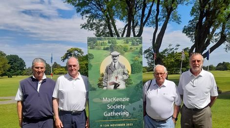 Gregor Schmid, Martín Wells, Winston Willans y Eduardo Payovich, representantes del Club de Golf del Uruguay en la reunión anual de la Alister MacKenzie Society.