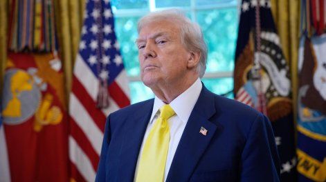 Donald Trump en la Sala Este de la Casa Blanca