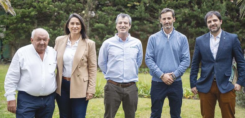 Expresidente de Plaza Rural, Álvaro García; directora de Grupo Taglioretti, Karla Giménez; gerente de Plaza Rural, Fernando Caballero; presidente de Plaza Rural, José Ignacio Aramburu; y director de Grupo Taglioretti, Matías Taglioretti