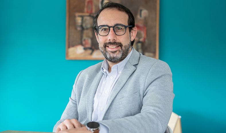 Leandro Folgar en las oficinas de Ceibal en Montevideo