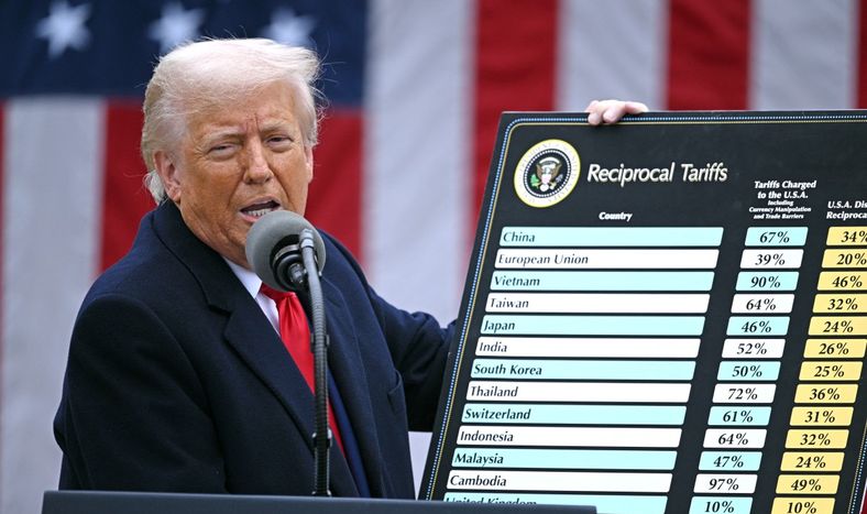 Donald Trump y su pizarra con las “tarifas recíprocas”