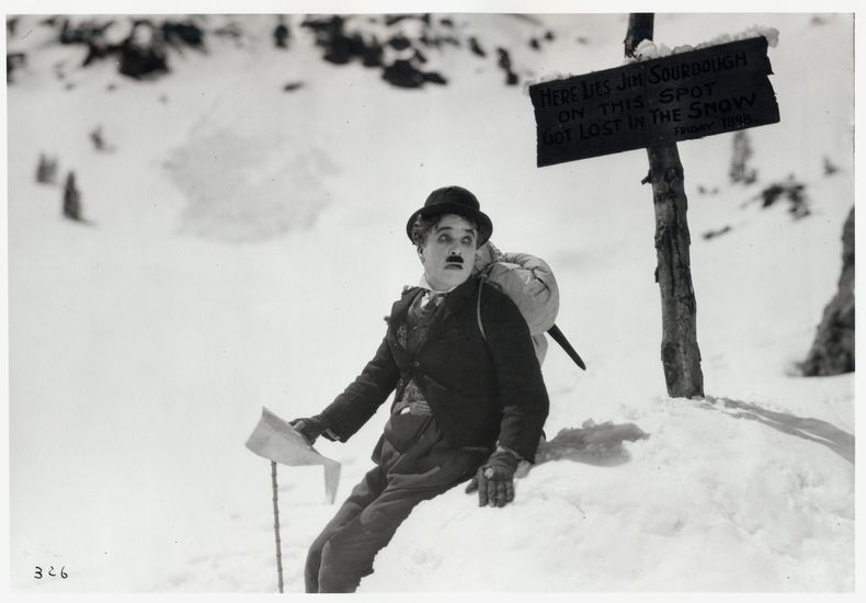 Fotografía del rodaje de La quimera del oro de Charles Chaplin