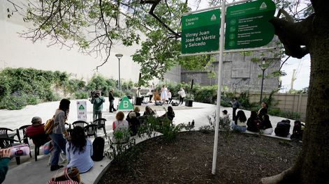 Inauguración de obras en la plaza Virrey Juan José de Vértiz del Municipio B en Montevideo.