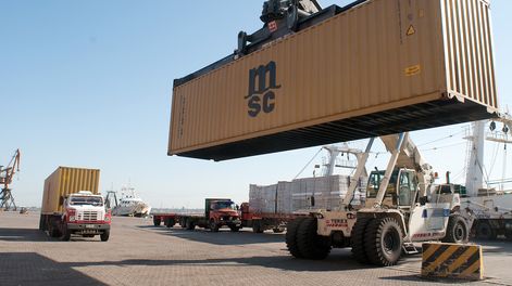 Un contenedor en el Puerto de Montevideo