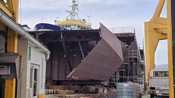 Los bloques y la estructura de la primera patrullera de Cardama para Uruguay. Los bloques y la estructura de la primera patrullera de Cardama para Uruguay.