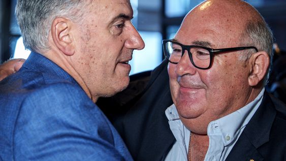 Presidente de la República, Yamandú Orsi, e intendente de Maldonado, Miguel Abella.