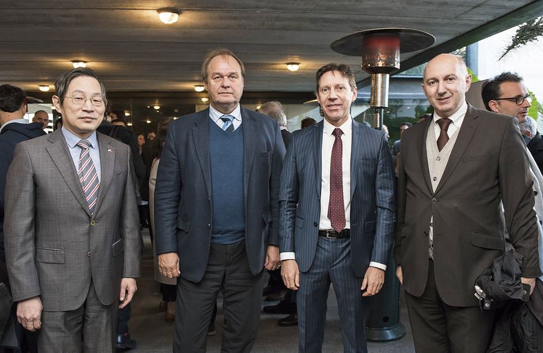 Embajador de China Huang Yazhong, embajador de Alemania Eugen Wollfarth, embajador de Francia Jean-Paul Seytre y embajador de la Unión Europea Paolo Berizzi