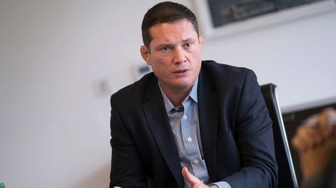 André Gailey, gerente general de Banco Itaú Uruguay, durante la entrevista con Búsqueda. Foto: Pablo Vignali / adhocFOTOS