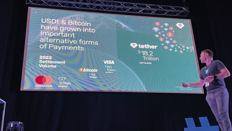 Paolo Ardoin, ejecutivo de Tether, en una presentación