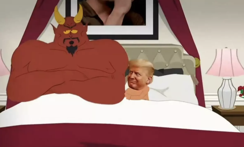 Donald Trump en la cama con el diablo en el primer episodio de la temporada 27 de South Park