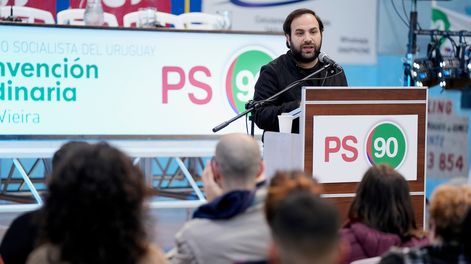 Gonzalo Civila durante la apertura de una convención del Partido Socialista, en 2022. 