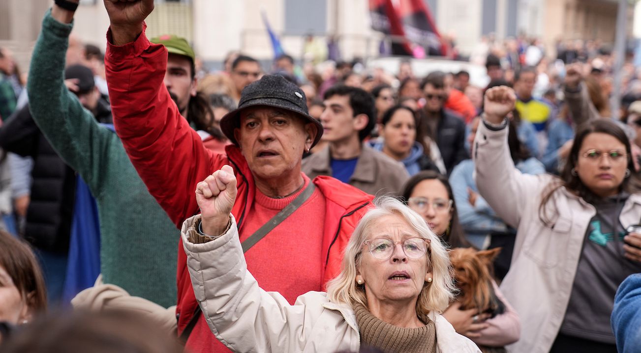 Militantes en el acto del Día de los Trabajadores.