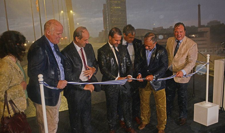 Lacalle Pou durante la inauguración del viaducto. Foto: Presidencia