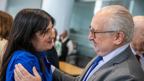 Virginia Cáceres, presidenta de ANEP, junto al ministro de Educación, Pablo da Silveira