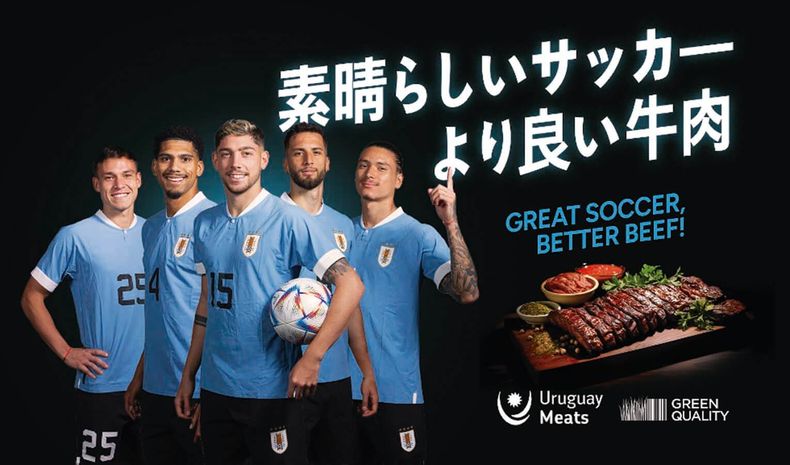 La imagen de los cinco jugadores de la seleccion uruguaya estara asociada con la marca Uruguay Meats en las campanas que se realicen en Asia