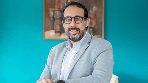 Leandro Folgar en las oficinas de Ceibal en Montevideo